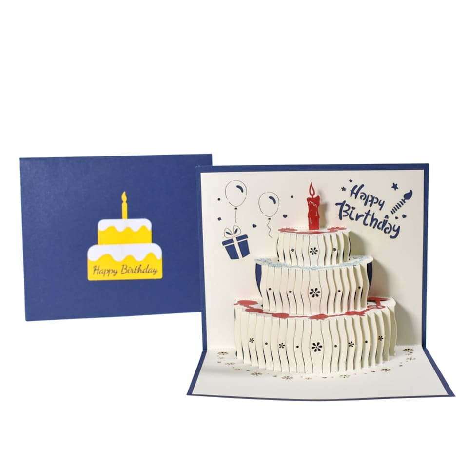 image 1 of Blue Fruit Cake Design 3D Pop Up Birthday Card