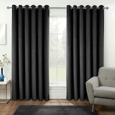 Homescapes Thermal 100% Blackout Grey Velvet Curtains - 66 x 72" Grey