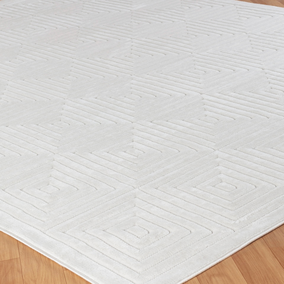 image 1 of LIVABLISS Le Mans-Modern 3D High & Low Pile Textured In- & Outdoor Rug 80 x 150 cm | White