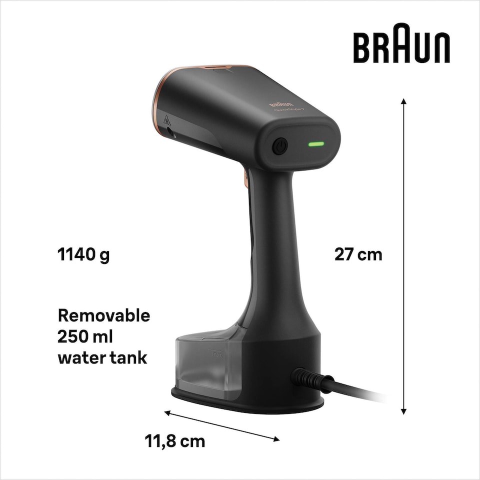 image 1 of Braun QuickStyle 7 Garment Steamer GS7077 - Black & Copper