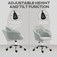 image 4 of HOMCOM Fluffy Vanity Chair for Desk, with Height Adjustable, Wheels, Grey