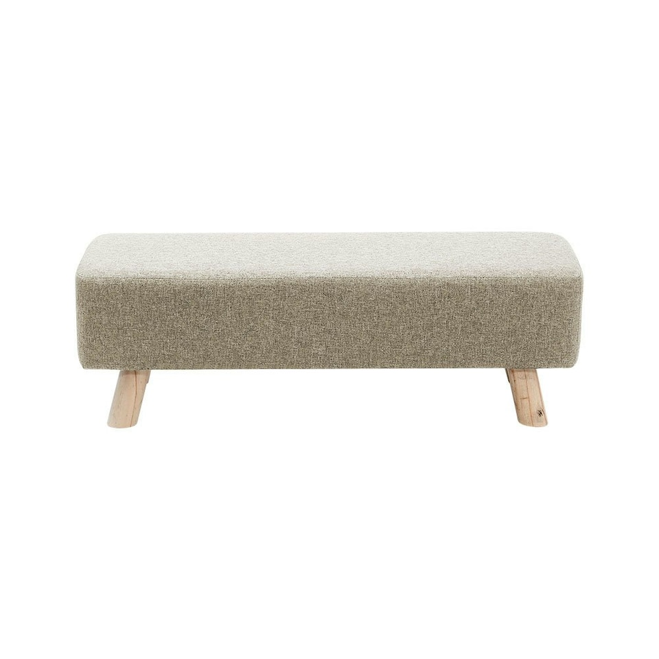 image 1 of Living and Home Rectangular Tofu-shaped Footrest with Solid Wooden Legs, Beige