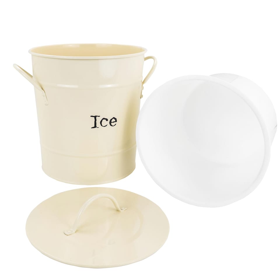 image 1 of Harbour Housewares Vintage Metal Ice Bucket with Scoop - Cream