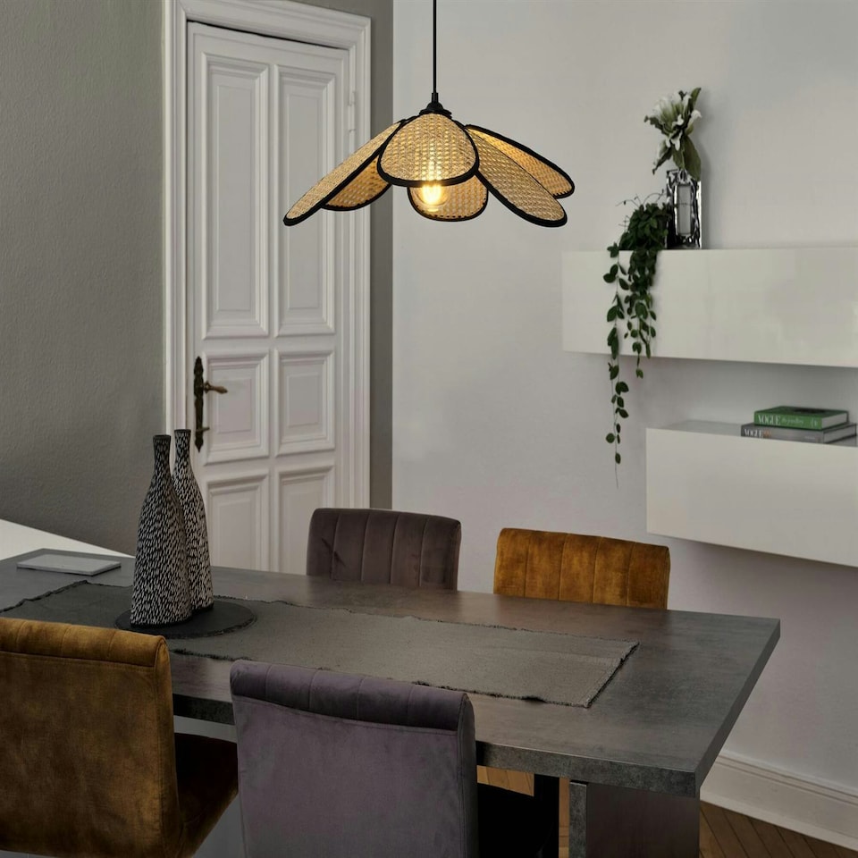image 1 of Osram Decor Rattan Daisy Pendant Ceiling Light 580 E27 Brown Cream