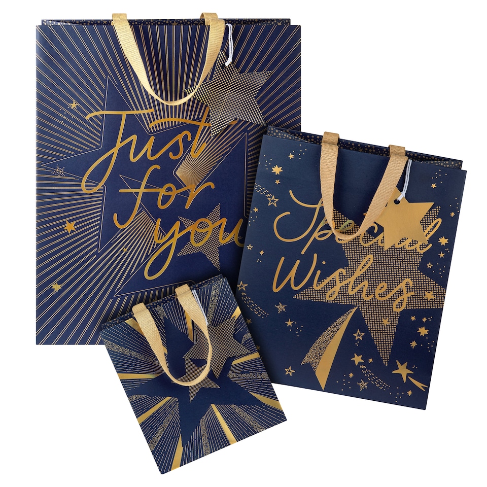 image 1 of Hallmark Pack Of 3 Gift Bags - 3 Sizes - Star Designs