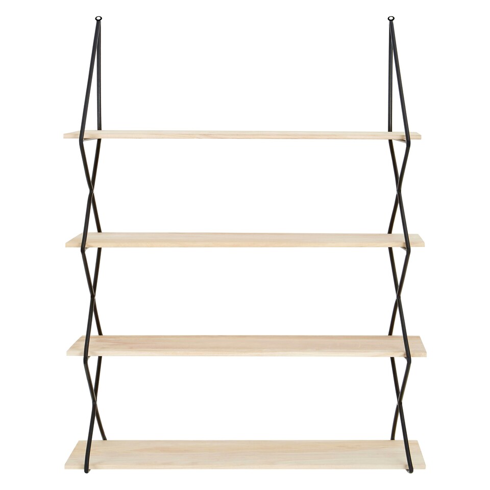 image 1 of Interiors By Premier Stylish 4 Layer Shelf, Durable Design Metal Frame Shelf For Balcony, Ample Storage Hanging Frame Shelf Cream