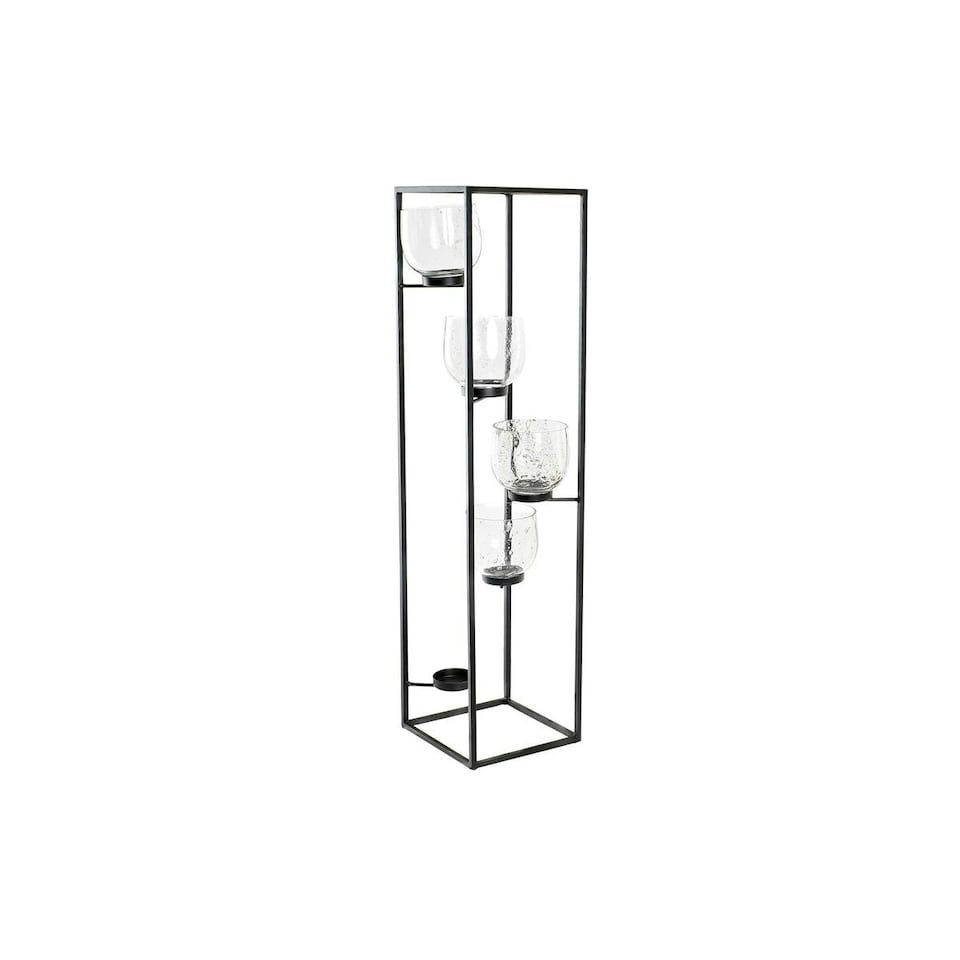 image 1 of Candleholder DKD Home Decor Crystal Black Transparent 18 x 18 x 76 cm Iron N/A