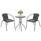 image 2 of Outsunny 3 Pieces Rattan Bistro Set, 2 Seater Garden Furniture Set with Coffee Table and Stackable Chairs, Wicker Outdoor Table and Chairs for Garden, Porch, Balcony, Black