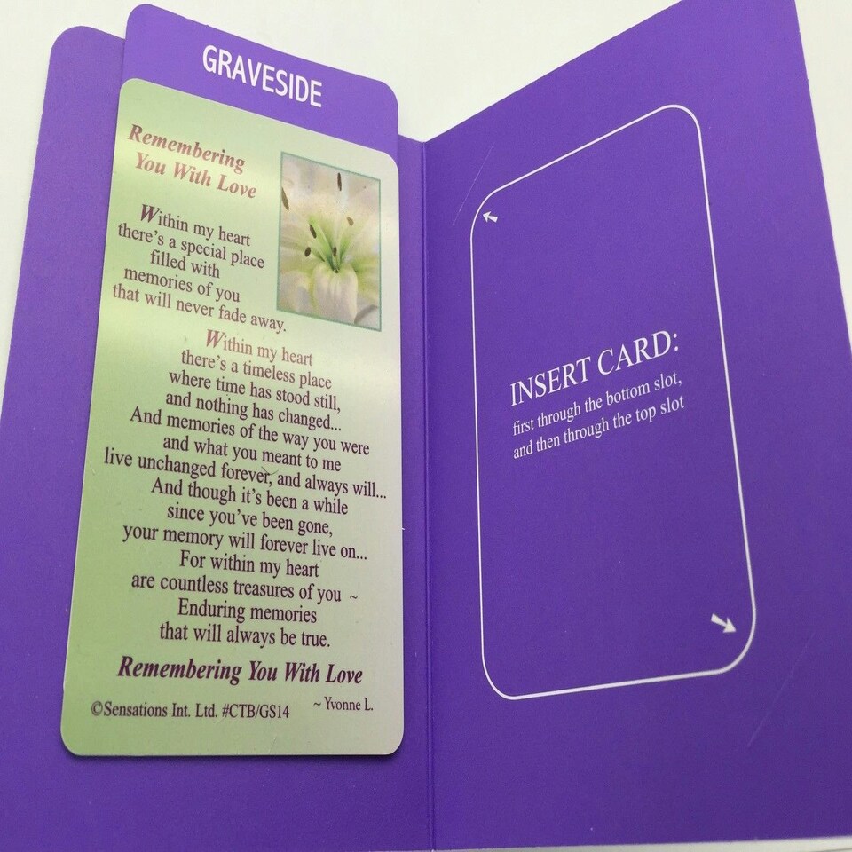 image 1 of Remembering You With Love...Grave Card (Sentimental Keepsake Wallet / Purse Card)