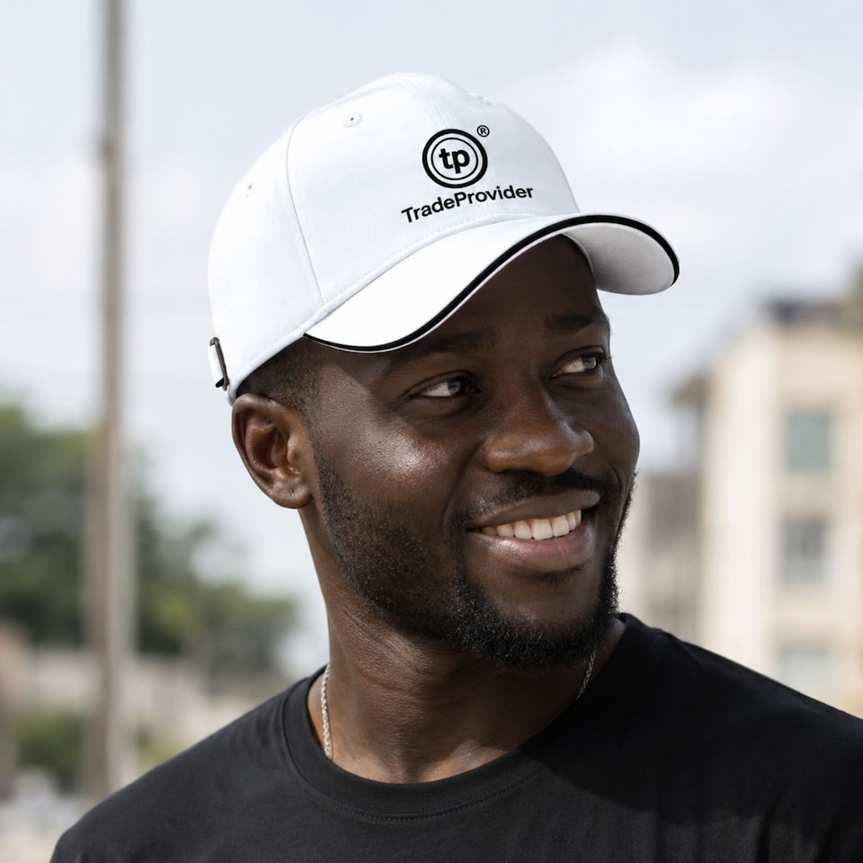 image 1 of TradeProvider Premium Adjustable Baseball Cap, Curved Peak with Contrast Pipping for Men & Women (White)