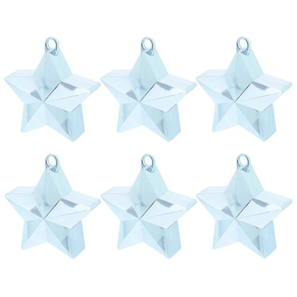 Light Blue Star Balloon Weights - Pack of 6