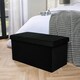 image 1 of OHS Matte Velvet Soft Long Rectangle Foldable Footstool Seat Storage Organiser Ottoman Black