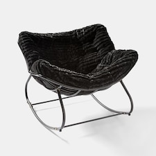 OHS Ribbed Faux Fur Rocking Chair Upholstered Metal Frame Cushioned