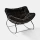 image 1 of OHS Ribbed Faux Fur Rocking Chair Upholstered Metal Frame Cushioned