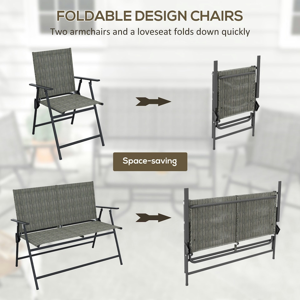 image 1 of Outsunny Patio Furniture Set, Garden Set w/ Table, Foldable Chairs, a Loveseat