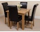 image 4 of Oslo 90 x 90 cm Oak Small Dining Table and 4 Washington Leather Chairs | Black | Black