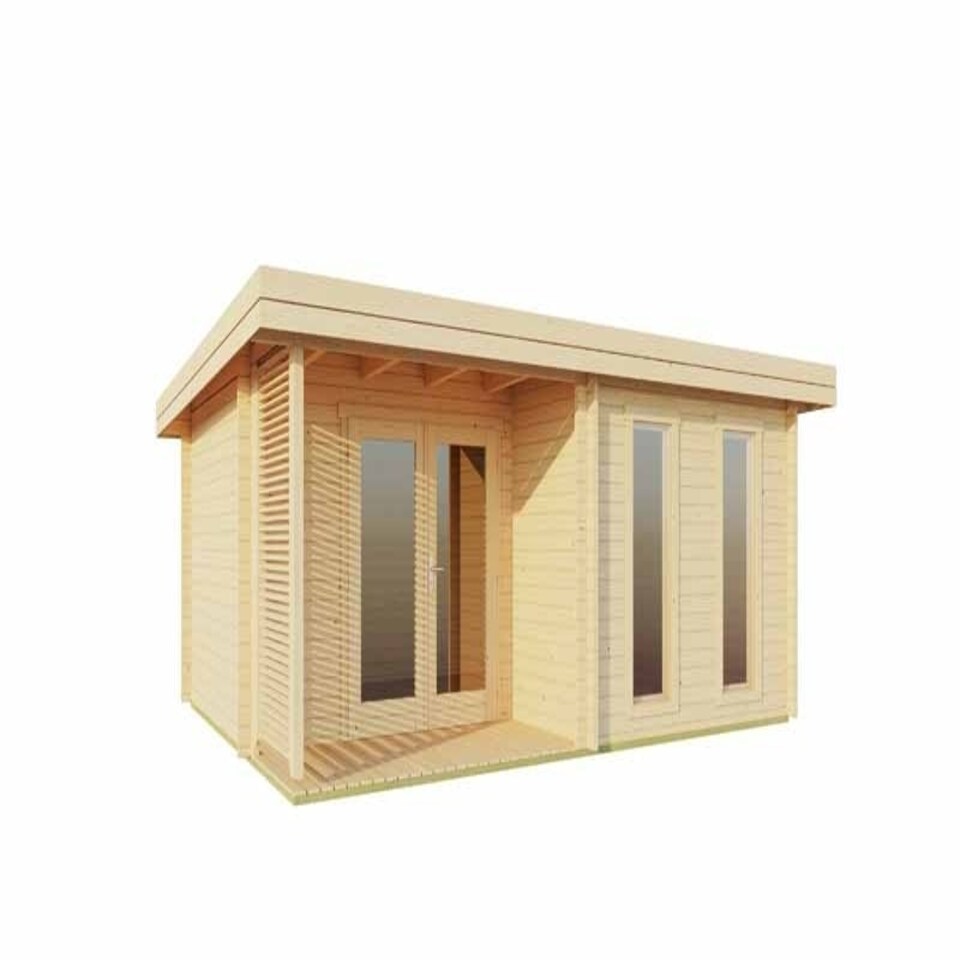 image 1 of Orkney-Log Cabin, Wooden Garden Room, Timber Summerhouse, Home Office - L580 x W450 x H233.7 cm Brown