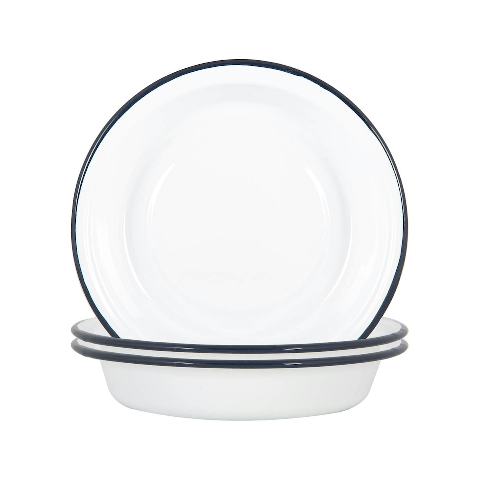 image 1 of Argon Tableware White Enamel Deep Bowls - 22.5cm - Navy - Pack of 6 Blue