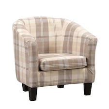 Medford Chequered Fabric Tub Chair - Beige