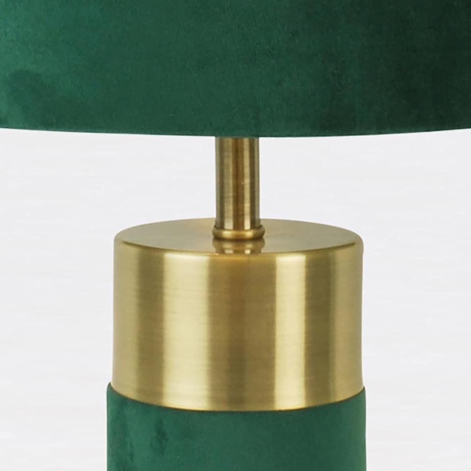 image 1 of Green Velvet Table Lamp | Green | Bronze | Large | 1