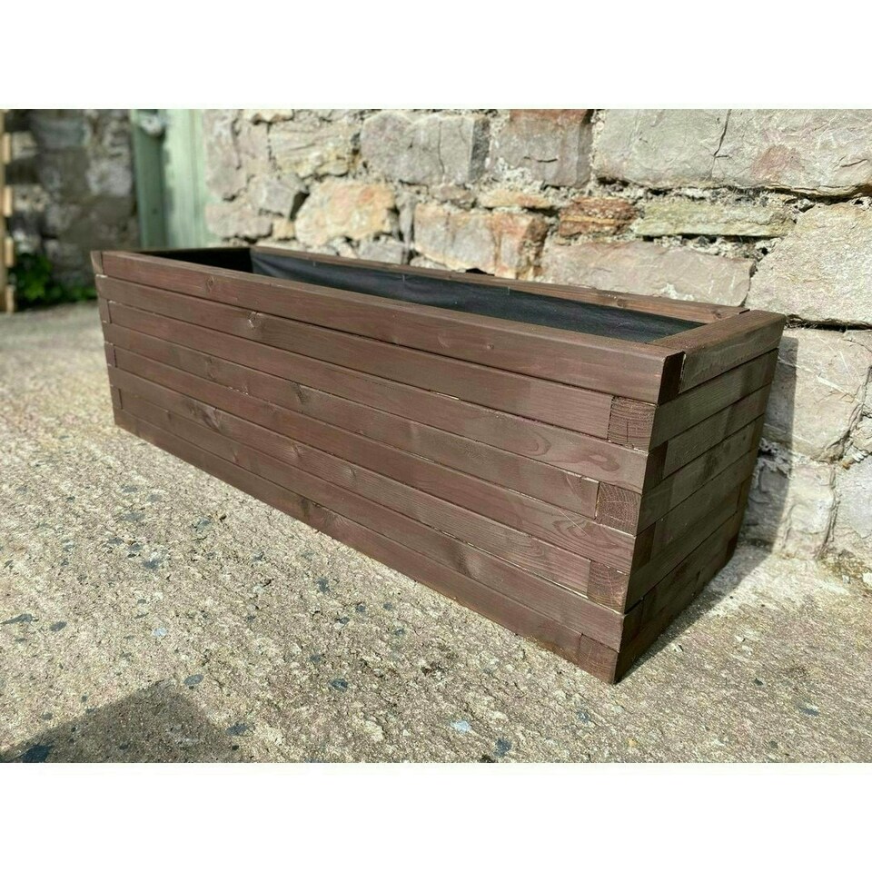 image 1 of Norfolk Planter (Painted Wooden Planter - Choice of Colours Available) - L240 x W40 x H60 cm | Brown
