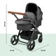 image 3 of Stomp Luxe 12pc Travel System with Stratus i-Size Car Seat & ISOFIX Base, Carrycot, Reversible Seat, Rain Cover & More (Black/Charcoal Grey/Tan)