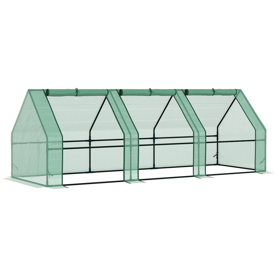 image 1 of Outsunny Mini Greenhouse Garden Planter Zipper Doors Portable 270 x 90 x 90cm