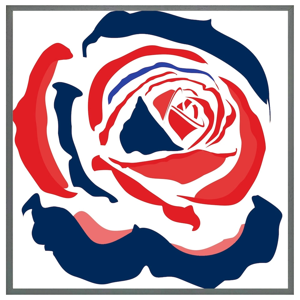 image 1 of Red & blue rose print (Picutre Frame) Brown | Oak | M