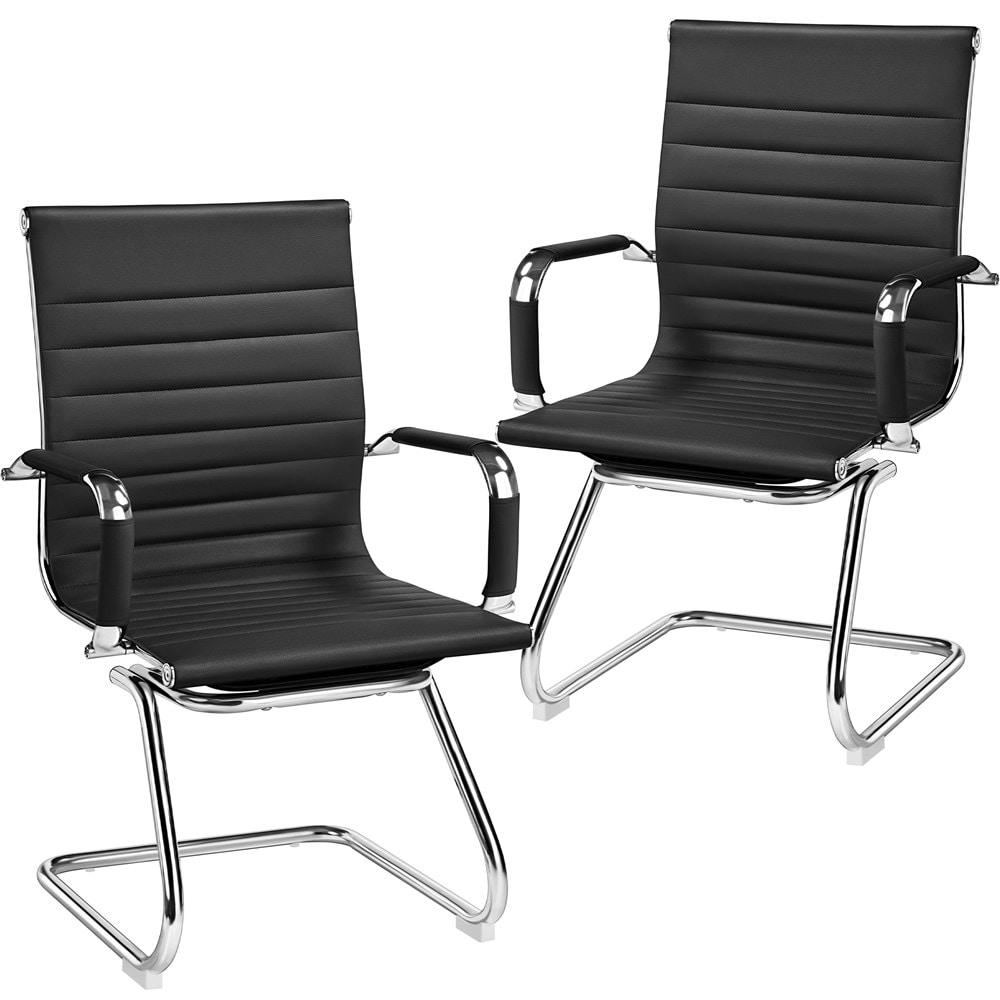 Yaheetech 2pcs Mid-back Ergonomic Office Desk Chair Black | Black