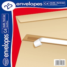 Pack of 25 C4 Peel & Seal Manilla Envelopes