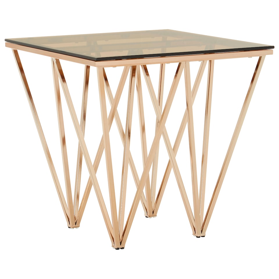 image 1 of Interiors by Premier Sleek Square Rose Gold End Table, Versatile Statement Side Table, Contemporary Livingroom Side Table