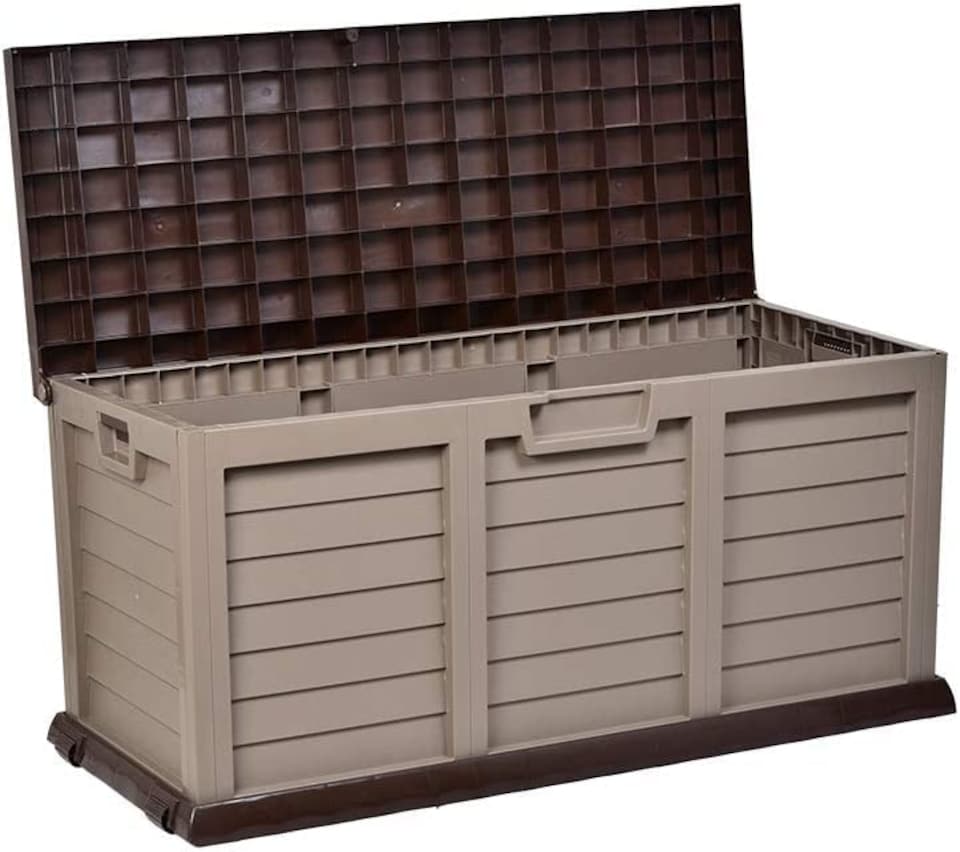 image 1 of 440L Garden Cushion Storage Box / Chest Sit on Lid | Brown | Brown
