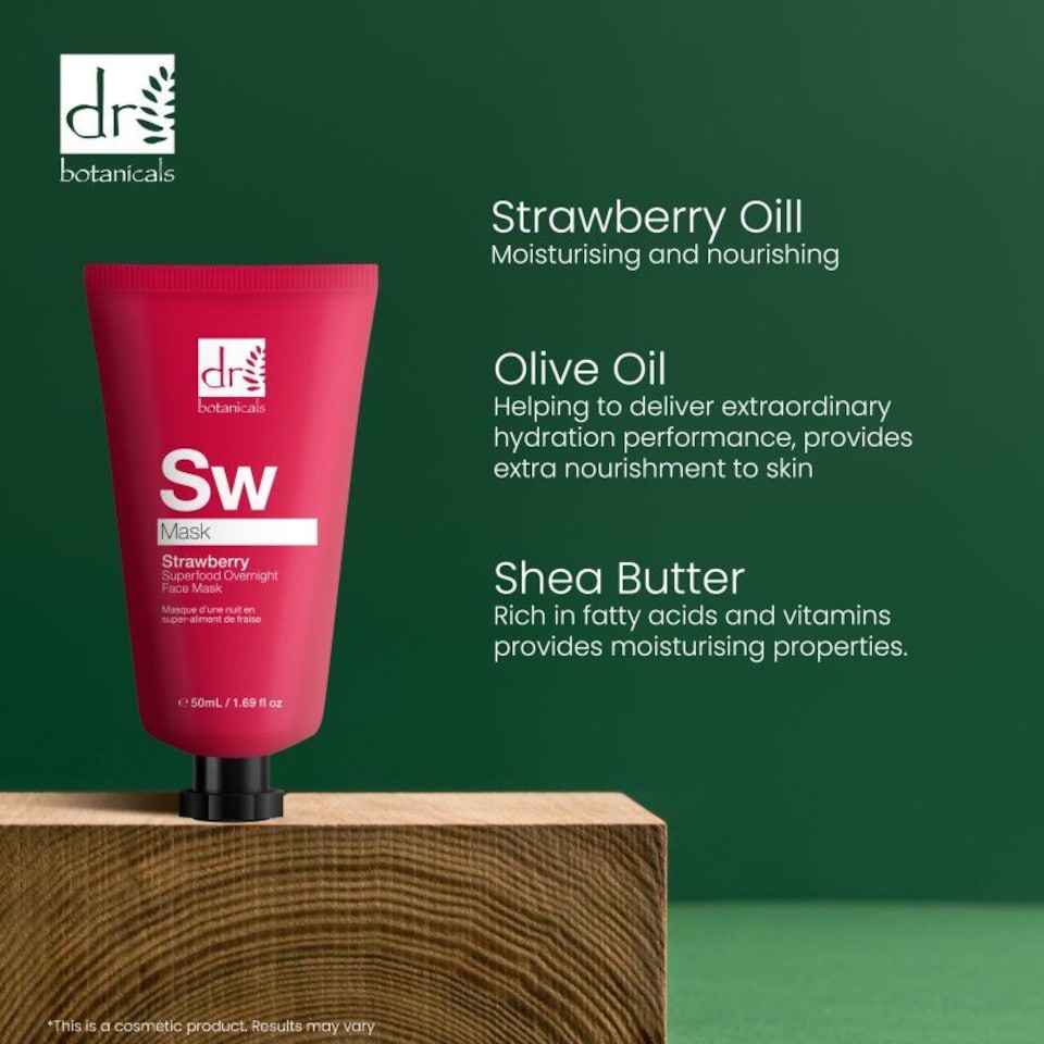 image 1 of Dr. Botanicals Strawberry Anti-Ageing Overnight Face Mask 50ml for Fine Lines, Wrinkles, Dryness