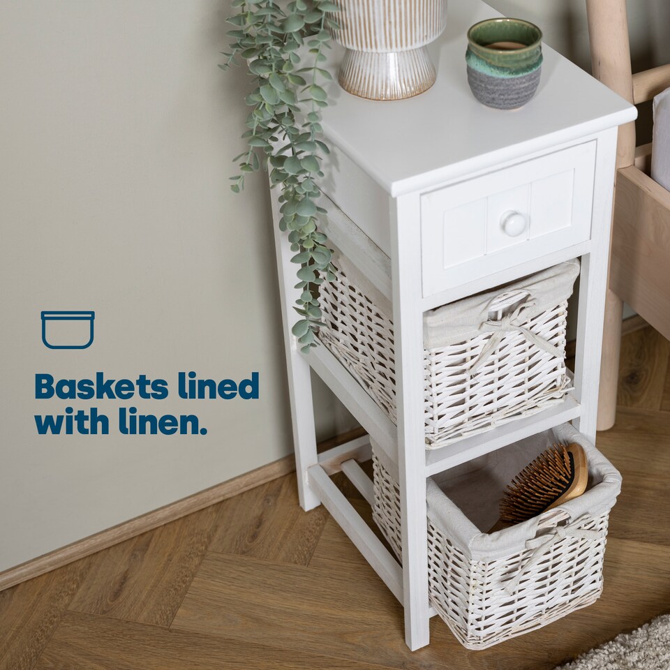 image 1 of Rustic White Bedside Storage Unit for Bedroom and Home