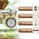 image 6 of Marco Paul 32cm Double Sided Outdoor Station Wall Clock and Thermometer Brown