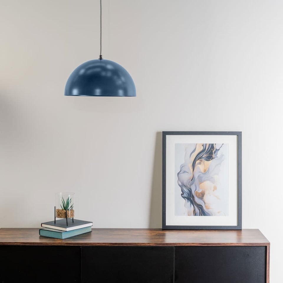image 1 of ValueLights Stassi Navy Mushroom Dome Metal Pendant Ceiling Light | Blue