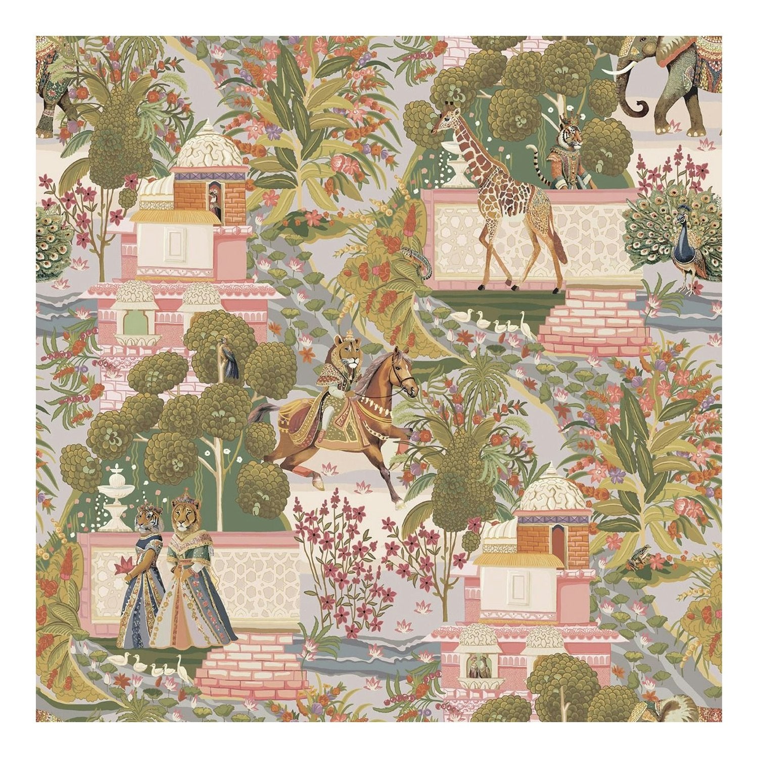 Holden Décor Eastern Horizons Animal Palace Wallpaper - Multicoloured - 10.05m x 0.53m