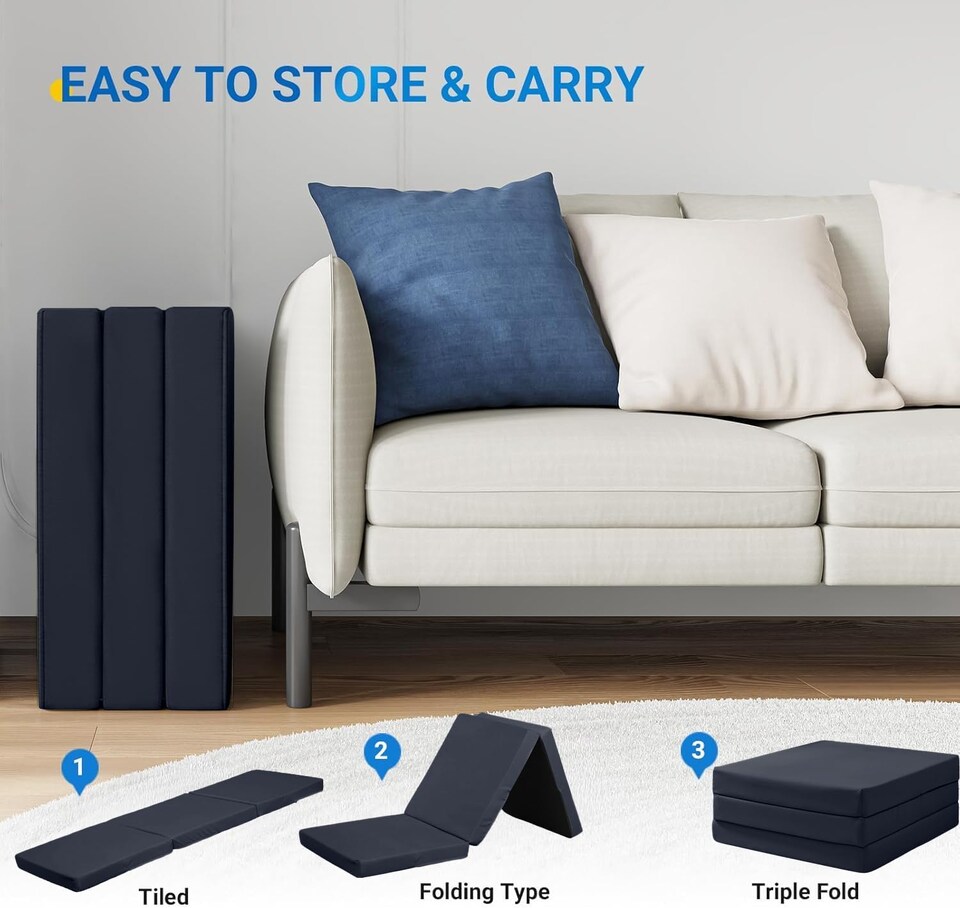 image 1 of Tri Fold Fold Out Z Bed Futon Sofa Chair Mattress
