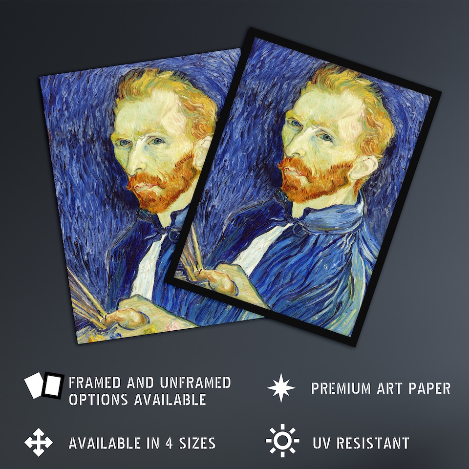 image 1 of Self Portrait With Palette Van Gogh Vintage Huge Wall Art Poster Print 24X32"