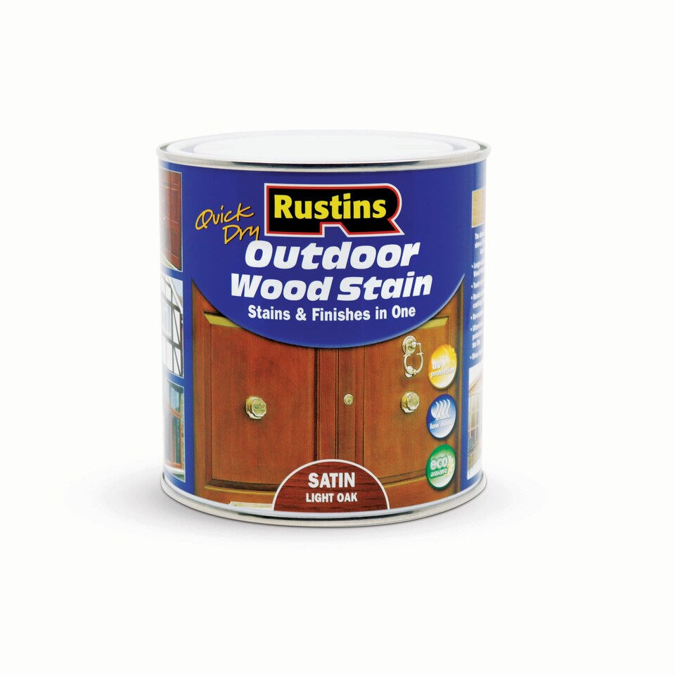 image 1 of Rustins Quick Dry Outdoor Wood Stain Satin Light Oak 1L | Brown | 1