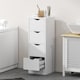 image 7 of HOMCOM 4-Drawer Bathroom Cabinet, Freestanding Narrow Cabinet, White | White
