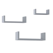 Set of 3 U-Shaped Floating Wall-Mounted Shelves | Grey | 1