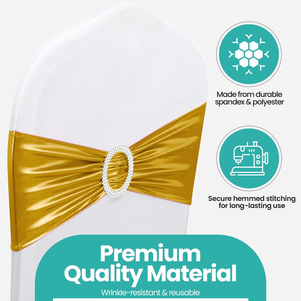 image 1 of 36cm x 13cm Synthetic Fabric Shiny Chair Band with Buckle - 1pc