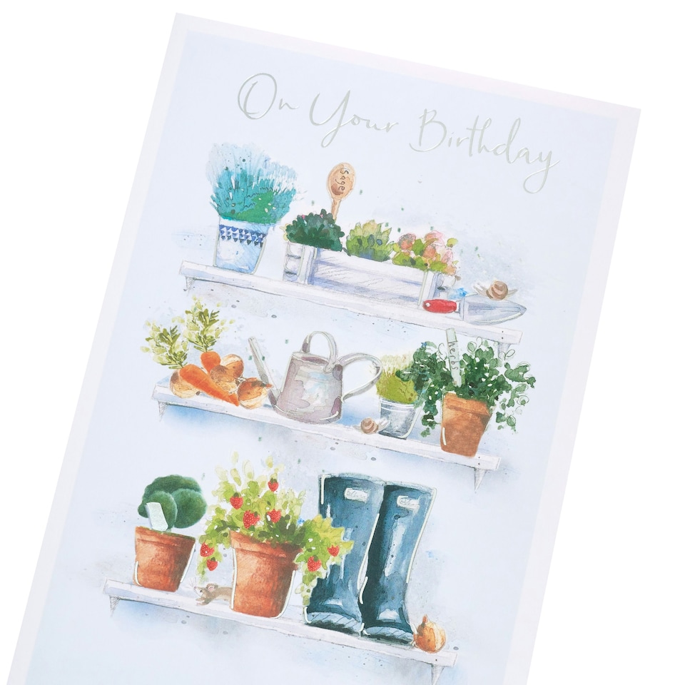 image 1 of Birthday Card - Garden Shed Shelves