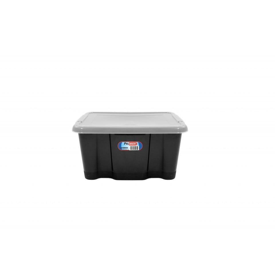 Premier Storage Box And Lid - Black/Clear - 24L