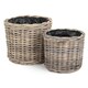 image 1 of Set of 2 Rattan Round Planter with Plastic Lining