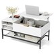 image 1 of COSTWAY Lift Top Coffee Table w/ Storage Shelf White White