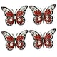 image 1 of Set of 4 Red Small Metal Butterflies Garden/Home Wall Art Ornament