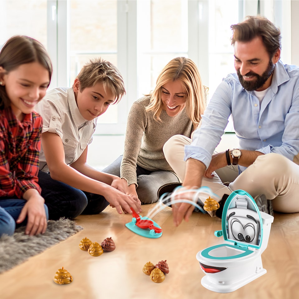image 1 of Toilet Game with Launchers and Figures for Kids
