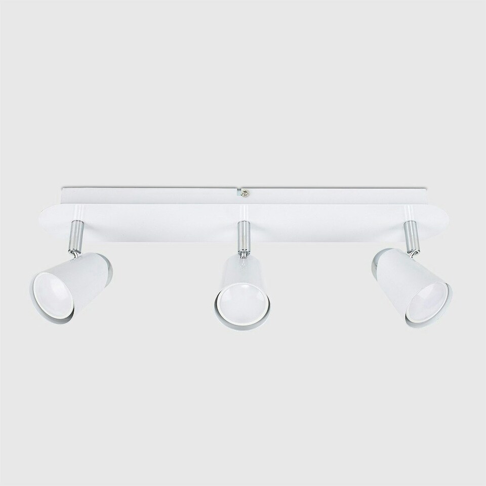 image 1 of ValueLights Modern Gloss White And Chrome Adjustable 3 Way Ceiling Spotlight